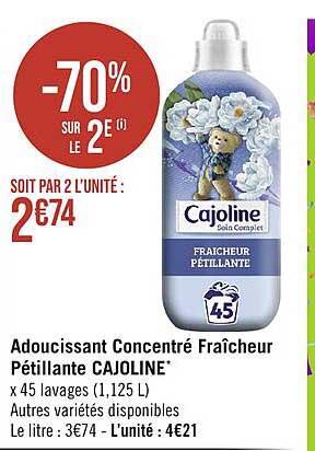 Adoucissant Concentré Fraîcheur Pétillante Cajoline