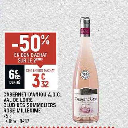 cabernet d'anjou a.o.c. val de loire club des sommeliers rosé millésimé