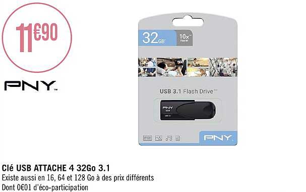 clé usb attache 4 32go 3.1 pny