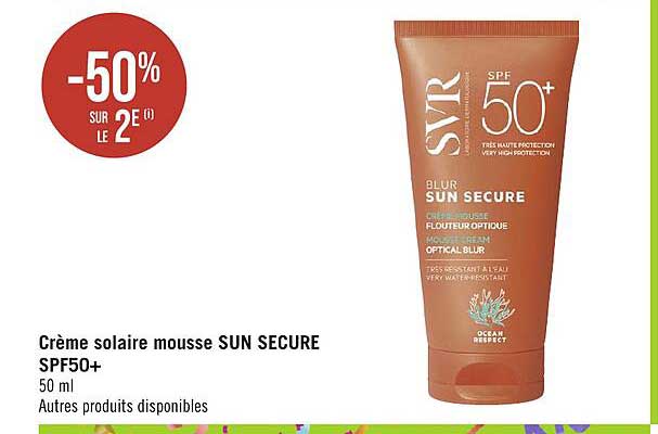 crème solaire mousse sun secure spf50+