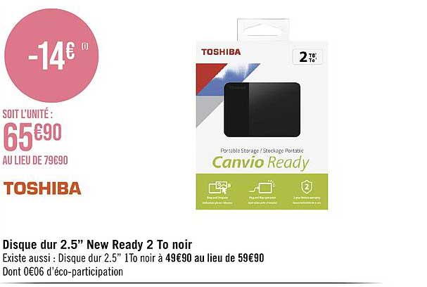 disque dur 2.5" new ready 2 to noir