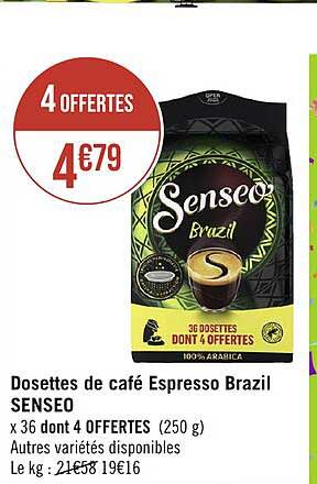 dosettes de café espresso brazil senseo