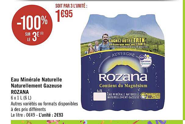eau minérale naturelle naturellement gazeuse rozana