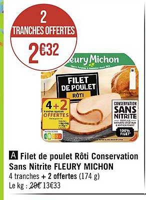 filet de poulet rôti conservation sans nitrite fleury michon