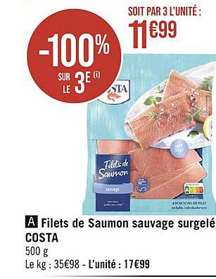 Filets De Saumon Sauvage Surgelé Costa