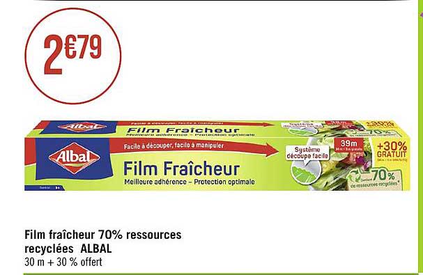 film fraîcheur 70% ressources recyclées albal
