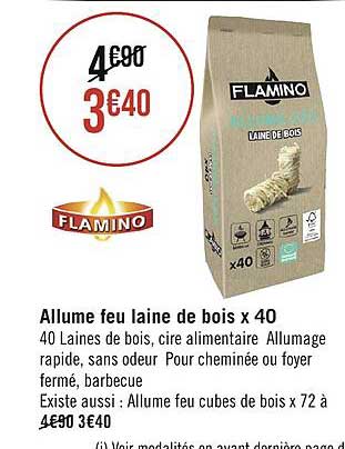 flamino allume feu laine de bois x 40