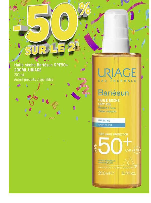 huile sèche bariésun spf50+ 200ml uriage