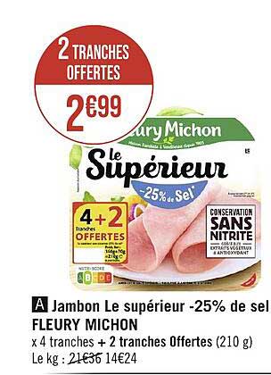 jambon le supérieur -25% de sel fleury michon