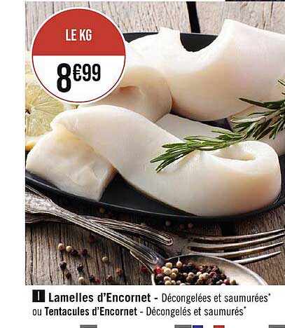 lamelles d'encornet ou tentacules d'encornet