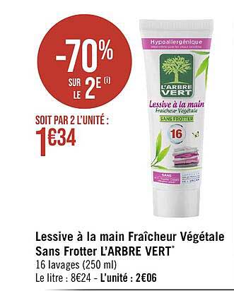 lessive à la main fraîcheur végétale sans frotter l'arbre vert