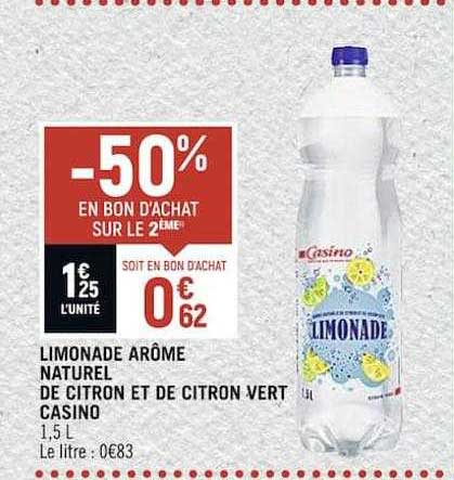 Limonade Arôme Naturel De Citron Et De Citron Vert Casino