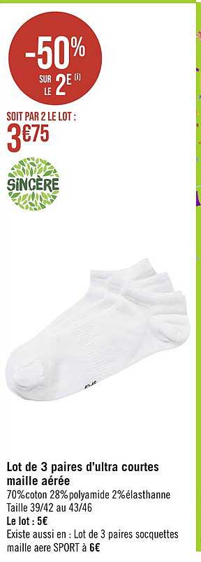 lot de 3 paires d'ultra courtes maille aérée