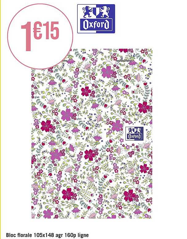 oxford bloc florale 105x148 agr 160p ligne