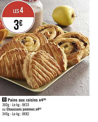 Pains Aux Raisins X 4 Ou Chaussons Pommes X 4