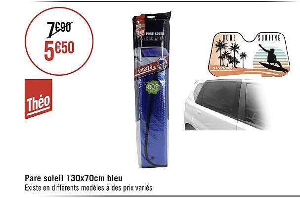 pare soleil 130x70cm bleu théo