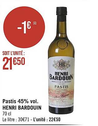 pastis 45% vol. henri bardouin