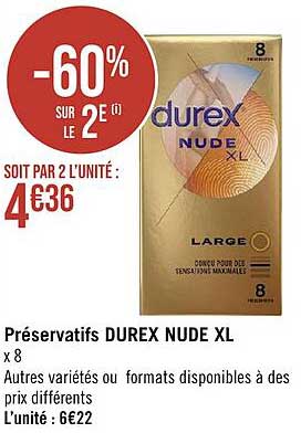 préservatifs durex nude XL