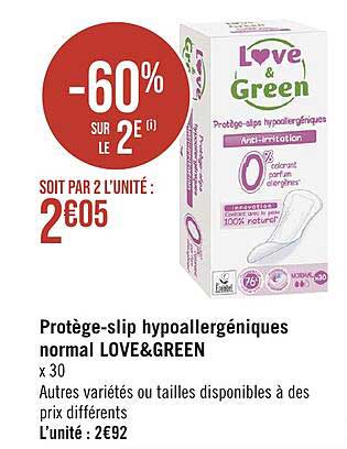 protège-slip hypoallergéniques normal love-green