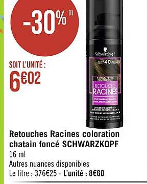 retouches racines coloration châtain foncé schwarzkopf