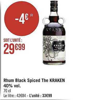 rhum black spiced the kraken 40% vol.