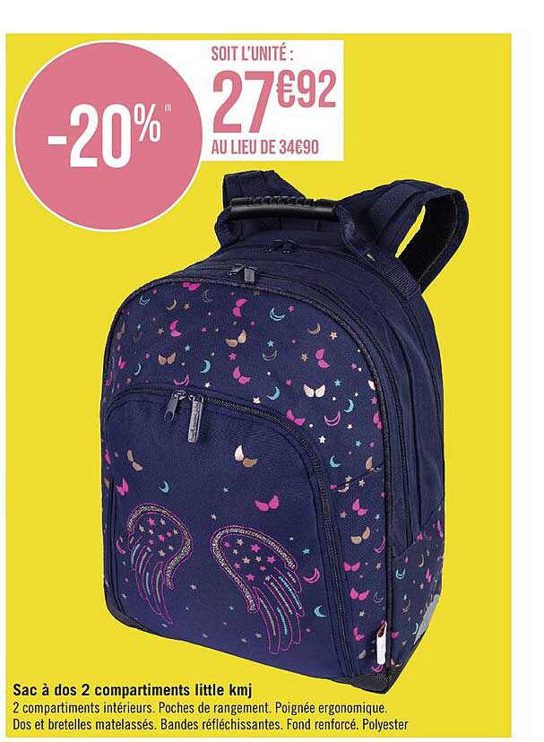sac à dos 2 compartiments little kmj