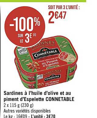 Sardines à L'huile D'olive Et Au Piment D'espelette Connetable