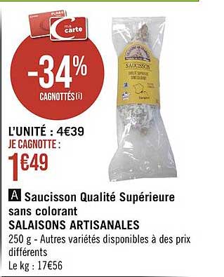 saucisson qualité supérieure sans colorant salaisons artisanales