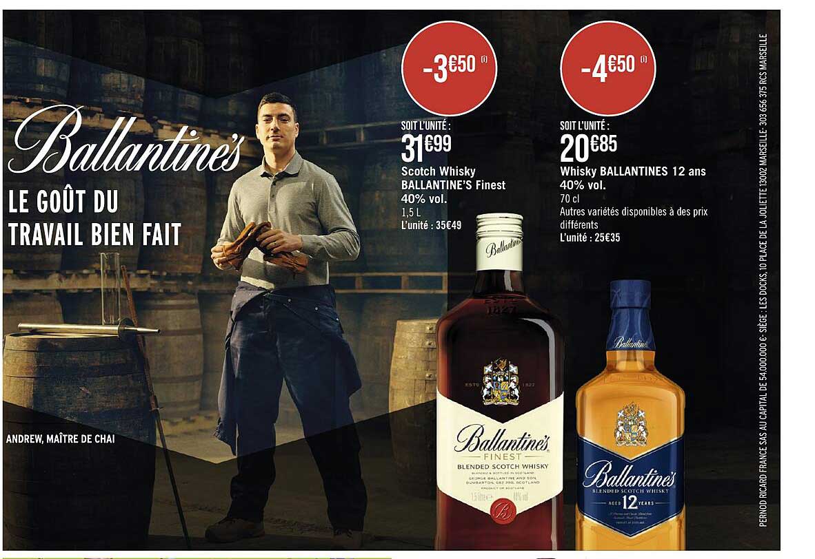 scotch whisky ballantine's finest ou 12 ans