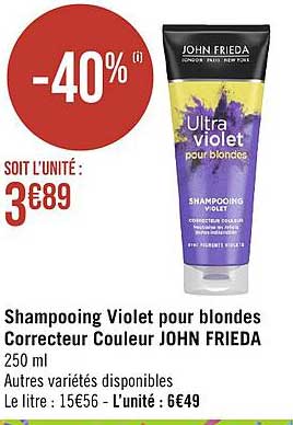 shampooing violet pour blondes correcteur couleur john frieda