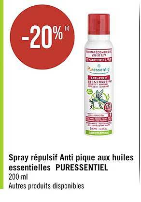 spray répulsif anti pique aux huiles essentielles puressentiel