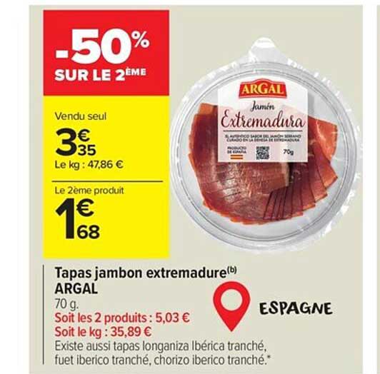 Tapas Jambon Extremadure Argal