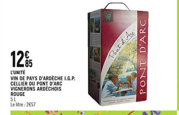 vin de pays d'ardèche i.g.p. cellier du pont d'arc vignerons ardéchois rouge
