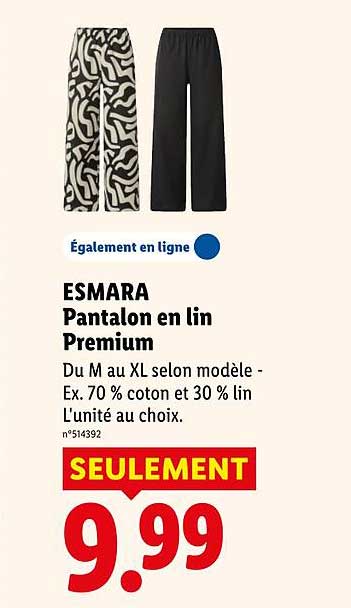 ESMARA Pantalon en lin Premium