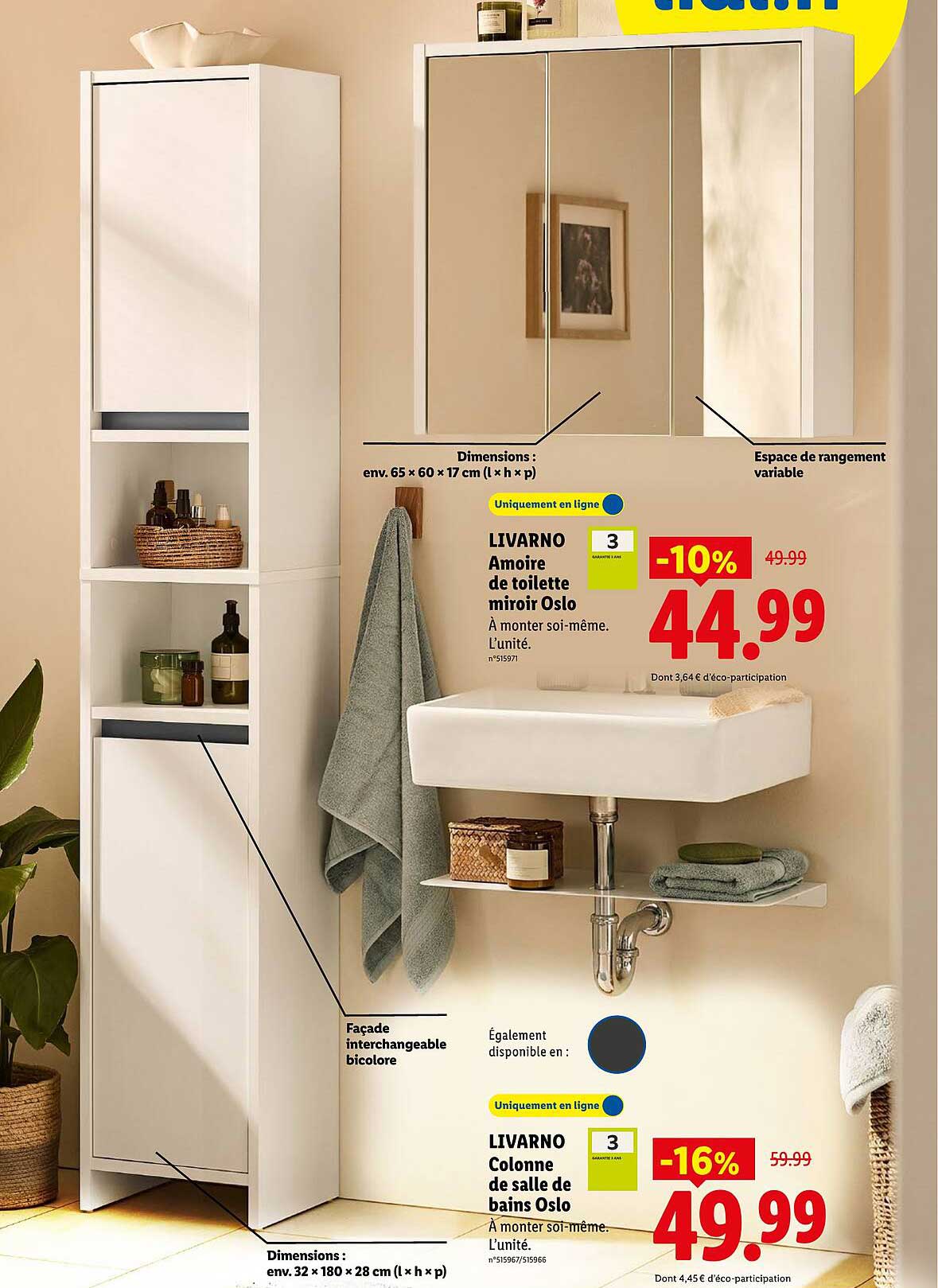 LIVARNO Armoire de toilette miroir Oslo