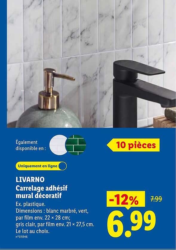 LIVARNO Carrelage adhésif mural décoratif