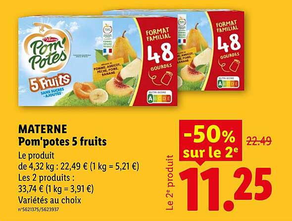 MATERNE Pom'potes 5 fruits