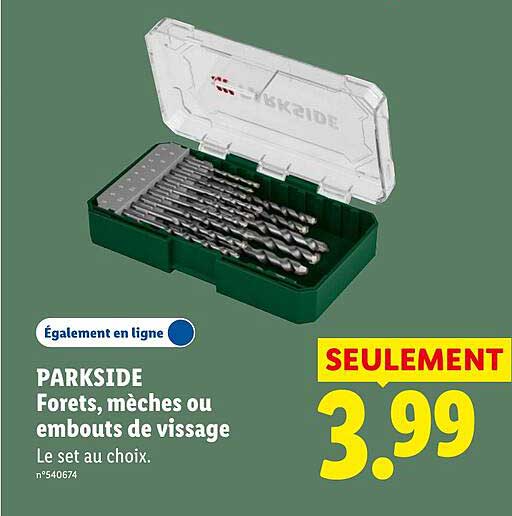 PARKSIDE Forets, mèches ou embouts de vissage
