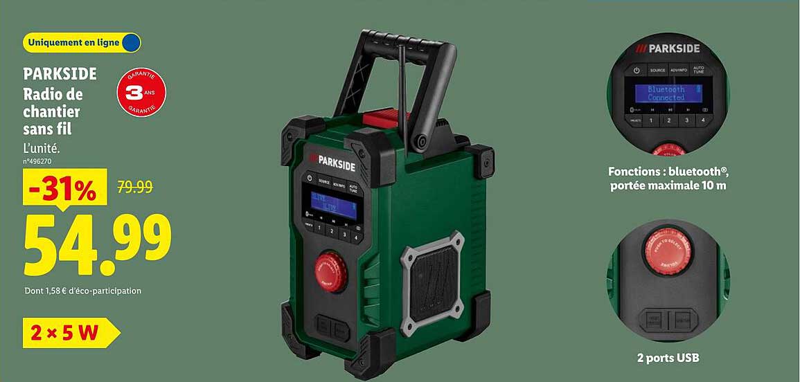 PARKSIDE Radio de chantier sans fil