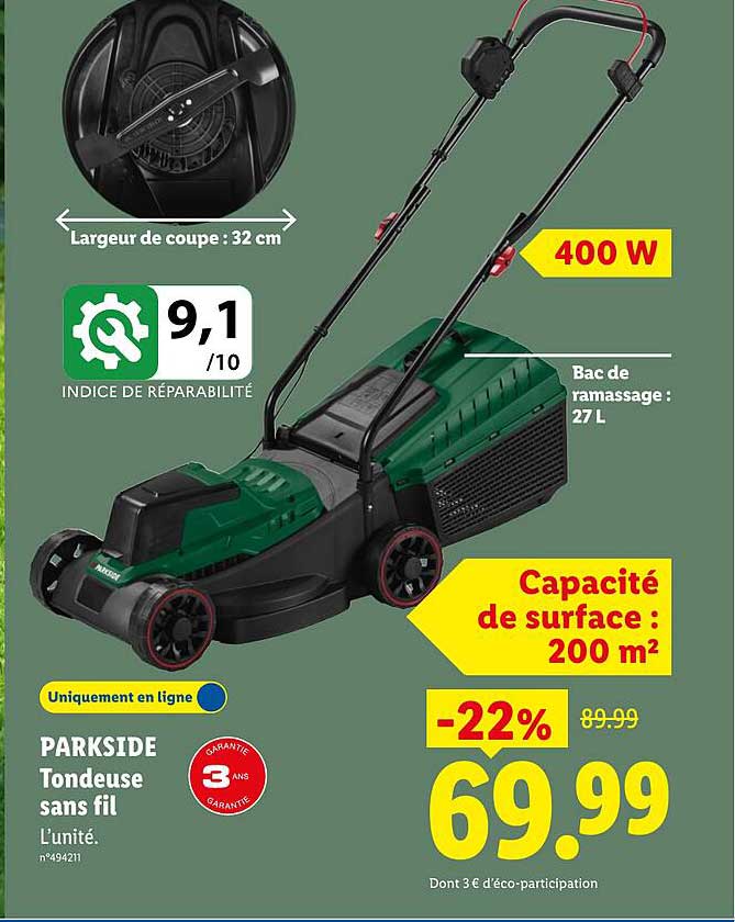 PARKSIDE Tondeuse sans fil