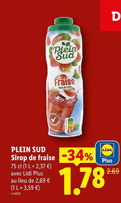Plein Sud Sirop de fraise