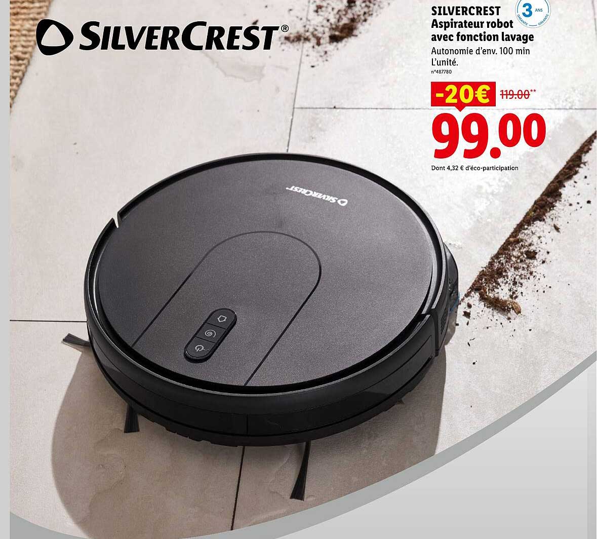 SILVERCREST Aspirateur robot avec fonction lavage