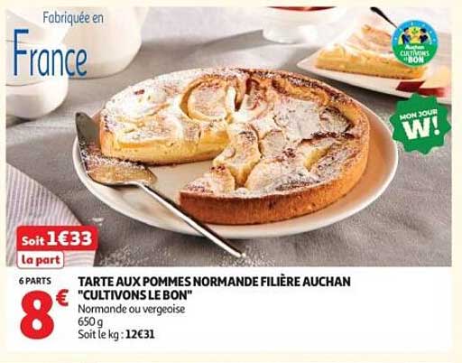 TARTE AUX POMMES NORMANDE FILIÈRE AUCHAN "CULTIVONS LE BON