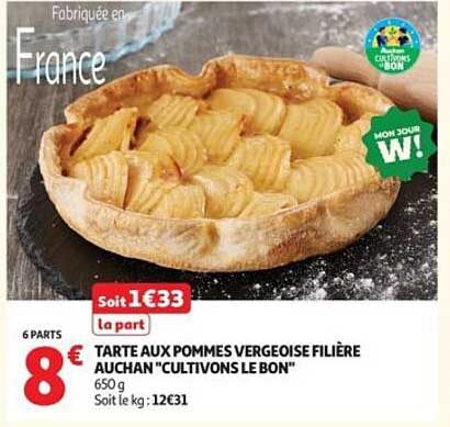 Tarte aux pommes Vergéoise Filière Auchan "Cultivons le Bon