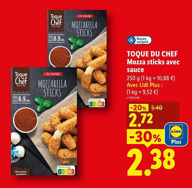 Toque du Chef Mozza sticks avec sauce
