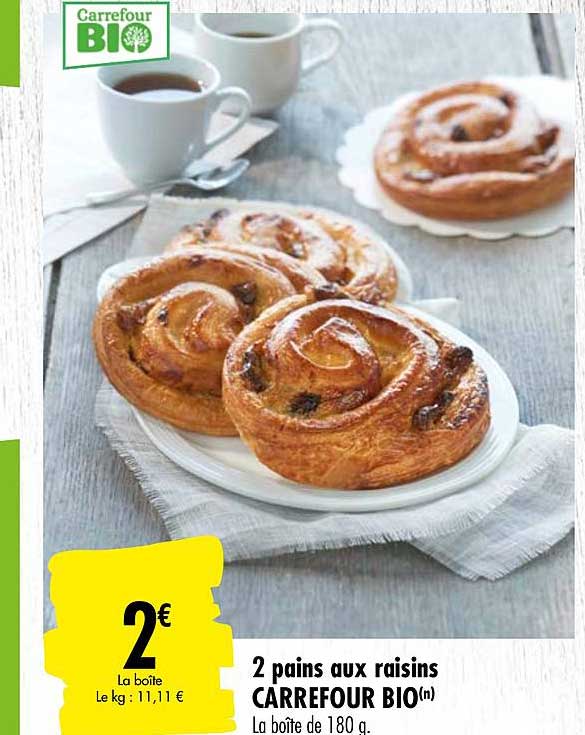 2 Pains Aux Raisons Carrefour Bio