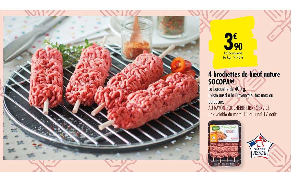 4 Brochettes De Boeuf Nature Socopa