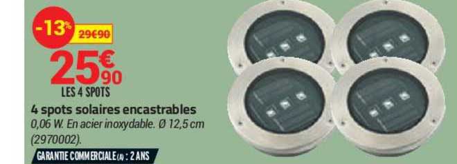 4 spots solaires encastrables