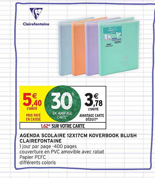 Agenda Scolaire 12x17cm Koverbook Blush Clairefontaine