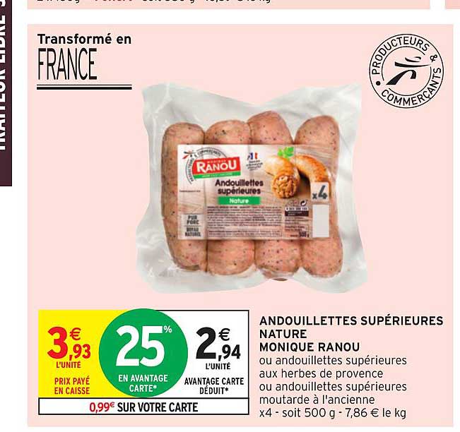 Andouillettes Supérieures Nature Monique Ranou